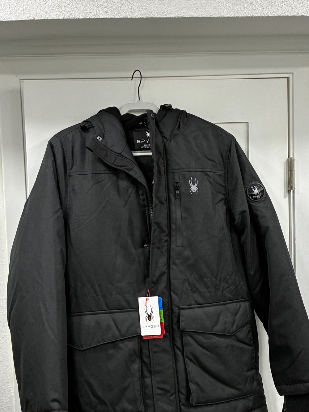 Spyder Black Hooded Insulated Winter Jacket Coat Men’s Medium NWT Waterproof
